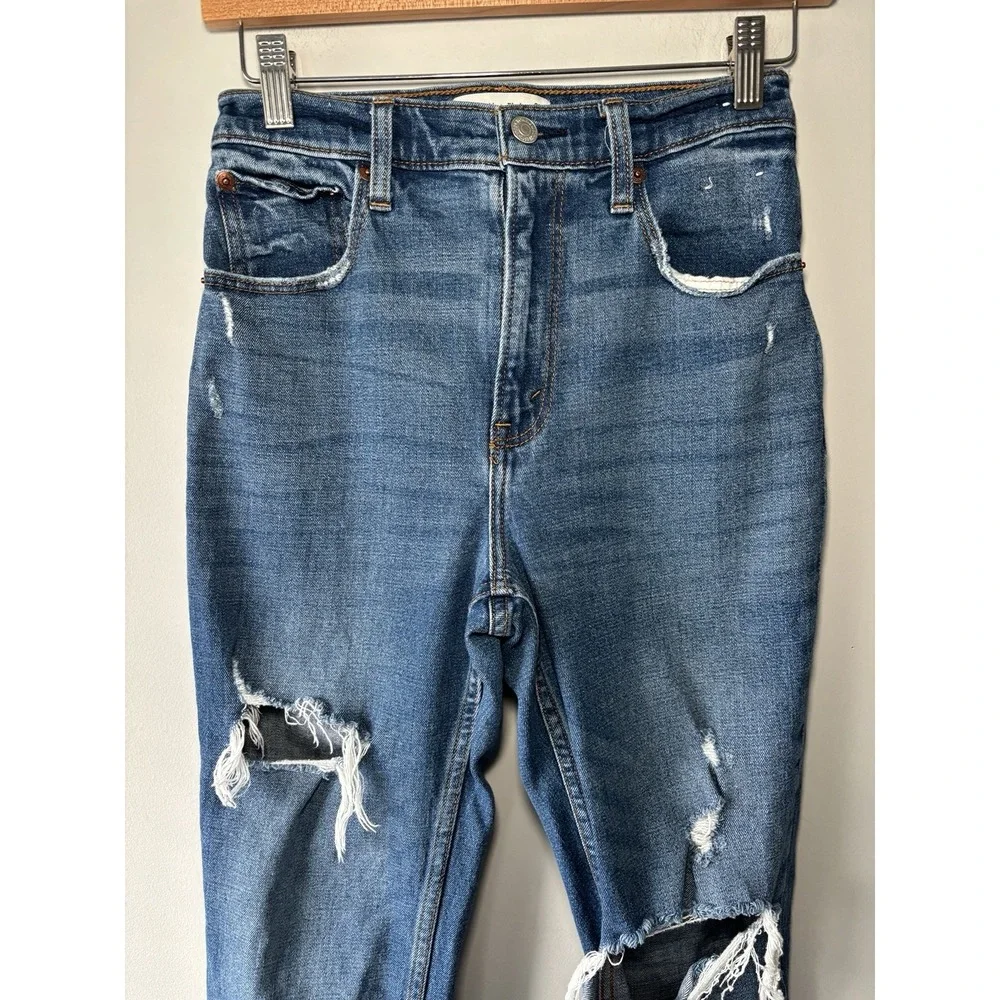 Abercrombie & Fitch The Ankle Straight Ultra High Rise Distressed Jeans Sz 26/2S - Picture 8 of 11